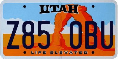 UT license plate Z850BU