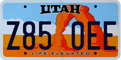 UT license plate Z850EE