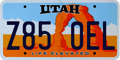 UT license plate Z850EL