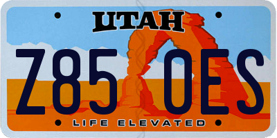 UT license plate Z850ES