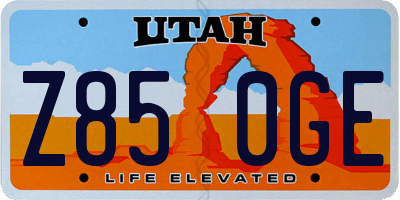UT license plate Z850GE