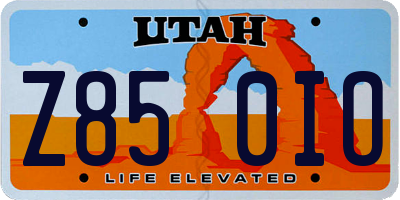 UT license plate Z850IO