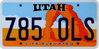 UT license plate Z850LS