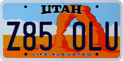 UT license plate Z850LU