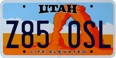 UT license plate Z850SL