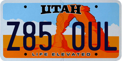 UT license plate Z850UL