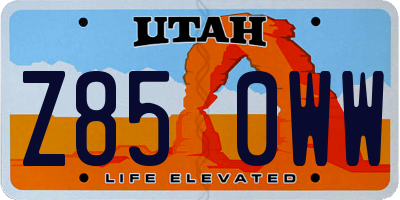 UT license plate Z850WW