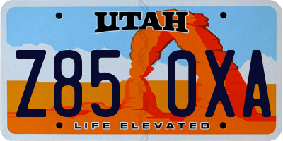 UT license plate Z850XA