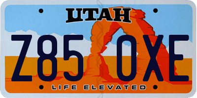 UT license plate Z850XE