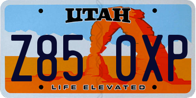 UT license plate Z850XP