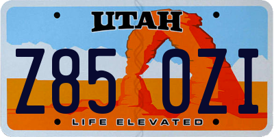 UT license plate Z850ZI