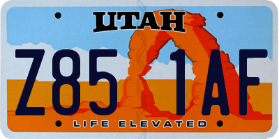 UT license plate Z851AF