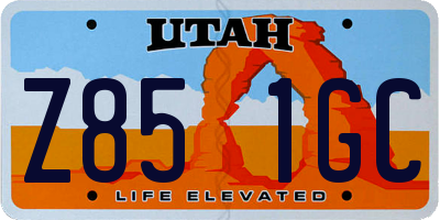 UT license plate Z851GC