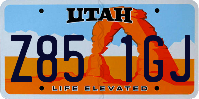 UT license plate Z851GJ