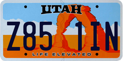 UT license plate Z851IN