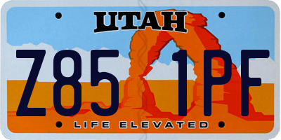 UT license plate Z851PF