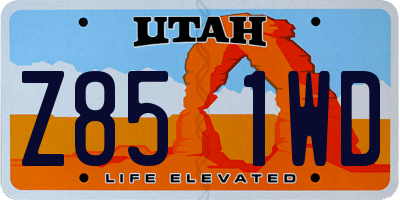 UT license plate Z851WD