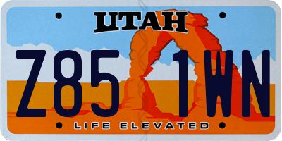 UT license plate Z851WN