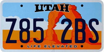 UT license plate Z852BS