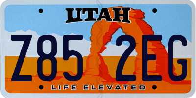 UT license plate Z852EG