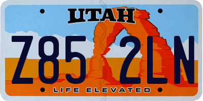 UT license plate Z852LN