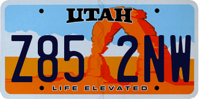 UT license plate Z852NW