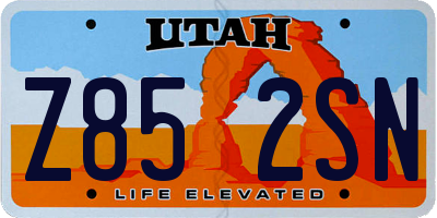 UT license plate Z852SN