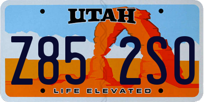 UT license plate Z852SO