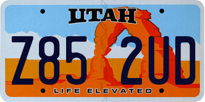UT license plate Z852UD