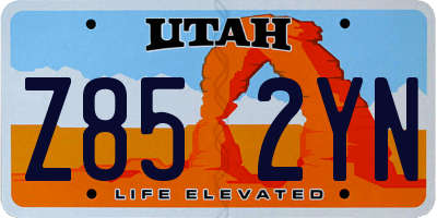 UT license plate Z852YN