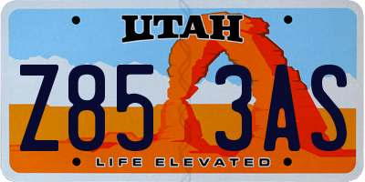 UT license plate Z853AS