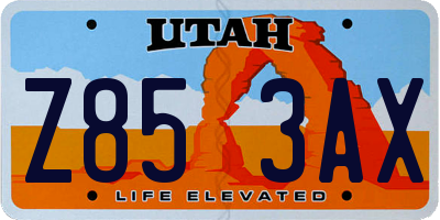 UT license plate Z853AX