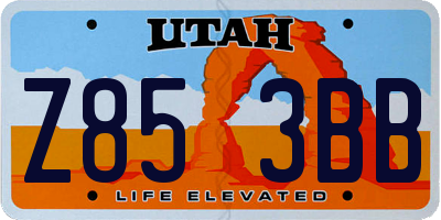 UT license plate Z853BB