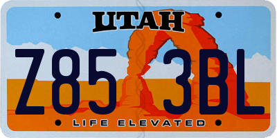 UT license plate Z853BL