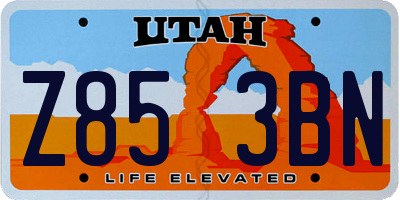 UT license plate Z853BN