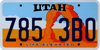 UT license plate Z853BO