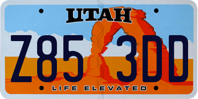 UT license plate Z853DD