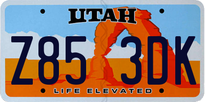 UT license plate Z853DK