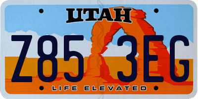 UT license plate Z853EG