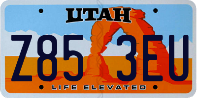 UT license plate Z853EU