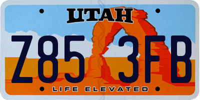 UT license plate Z853FB