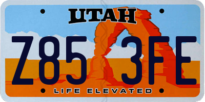 UT license plate Z853FE