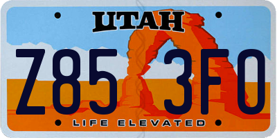 UT license plate Z853FO