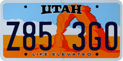 UT license plate Z853GO