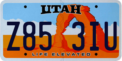 UT license plate Z853IU