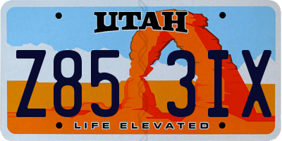 UT license plate Z853IX