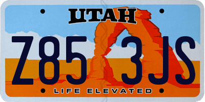 UT license plate Z853JS