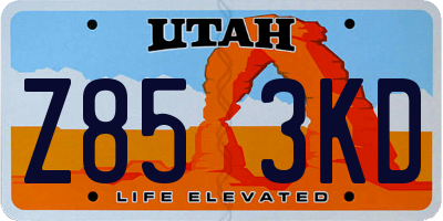 UT license plate Z853KD
