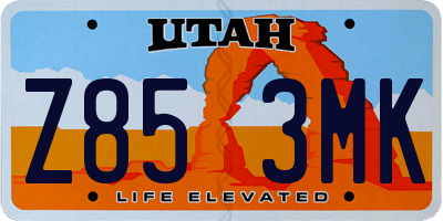 UT license plate Z853MK
