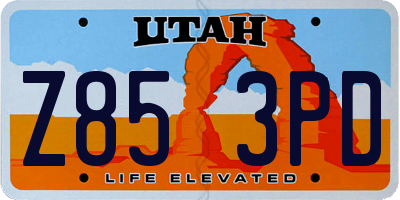 UT license plate Z853PD
